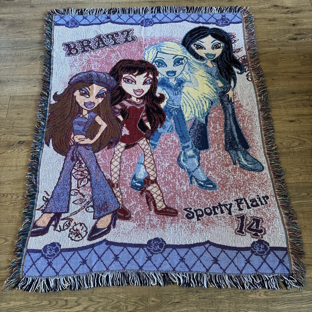 BRATZ Official‎ Rare Woven Tapestry Throw Blanket Sporty Flair 14 60x48